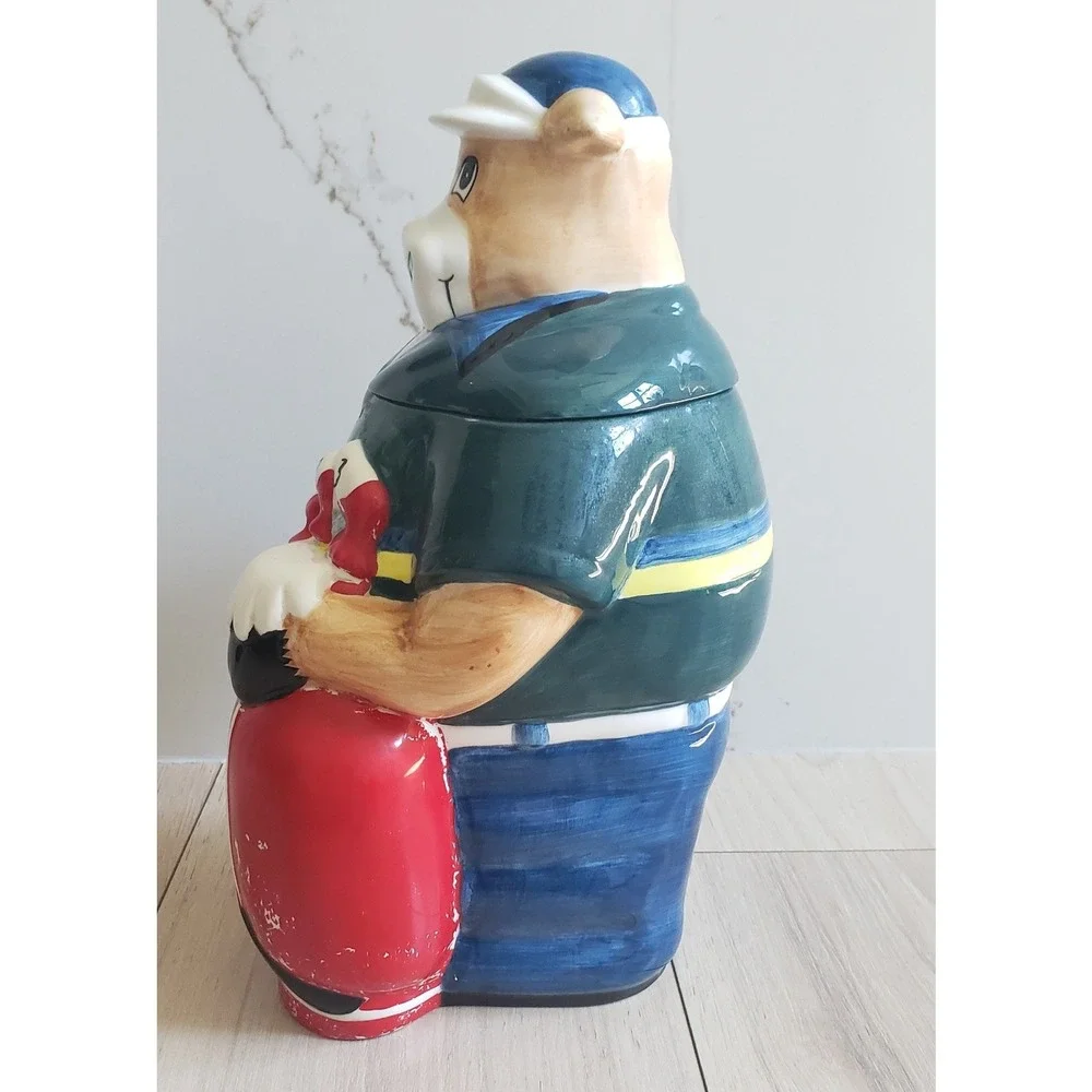 Vintage Cow Cookie Jar Golfer‎ Ceramic Whimsical Kitchen Decor 12 Inch
